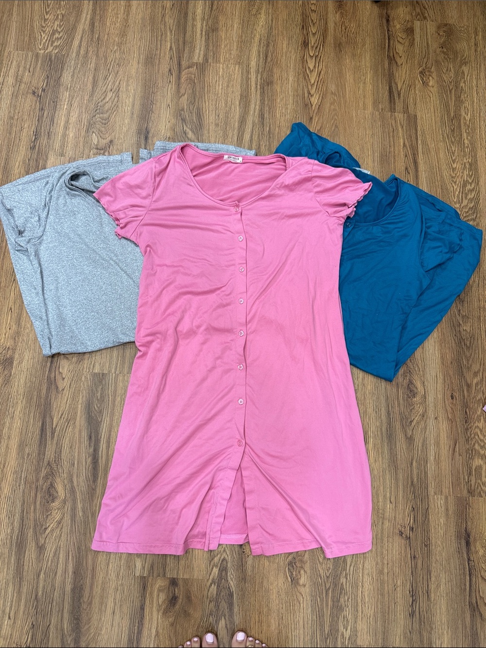 Ekouaer Pink Short Sleeve Night Gown - 3 pack